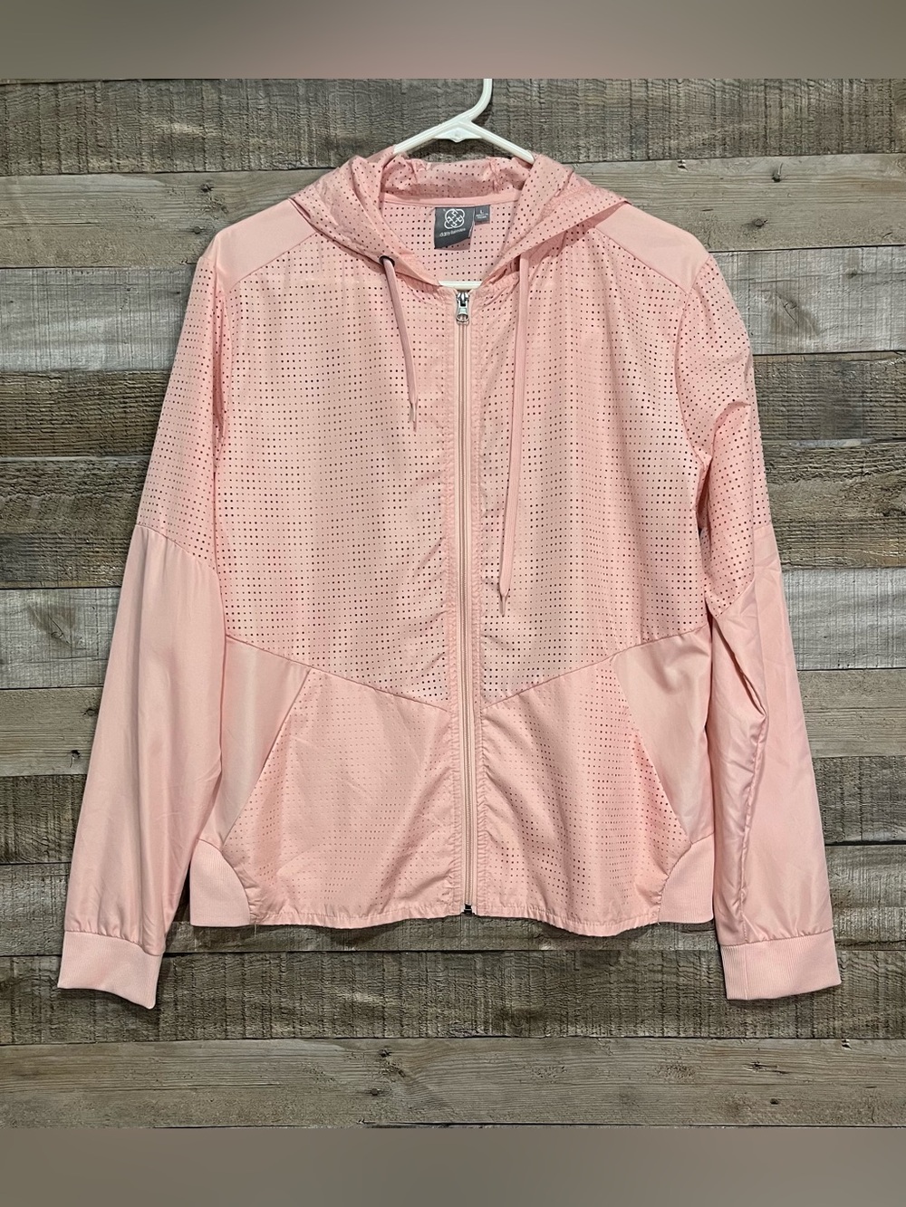 Daisy Fuentas Ladies Perforated Mesh Zip-Up Jacket Size Large Dusty Pink